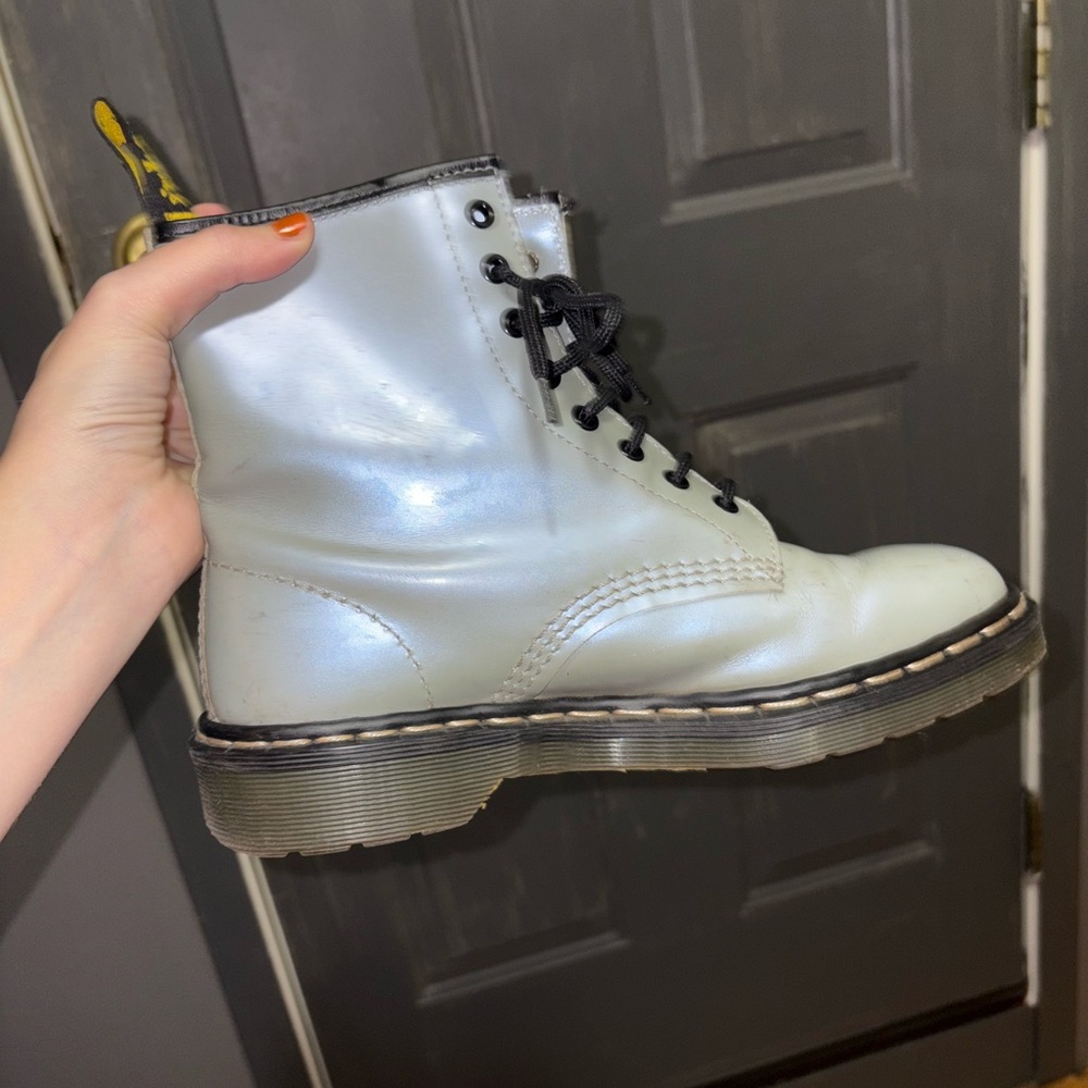 Dr. Martens Metallic Gray Airwave Boots
